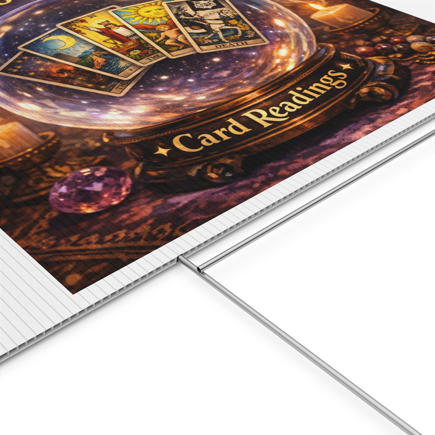 Tarot Tales Plastic Yard Sign — 'Tarot Tales: Card Readings' Mystical Garden Sign
