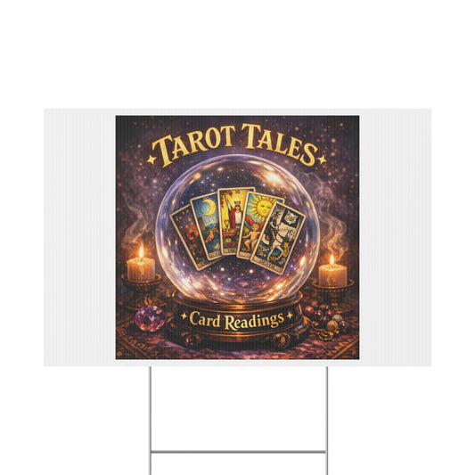 Tarot Tales Plastic Yard Sign — 'Tarot Tales: Card Readings' Mystical Garden Sign