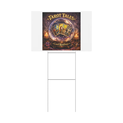 Tarot Tales Plastic Yard Sign — 'Tarot Tales: Card Readings' Mystical Garden Sign