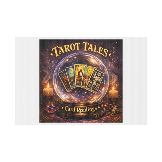 Tarot Tales Plastic Yard Sign — 'Tarot Tales: Card Readings' Mystical Garden Sign